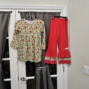 Kids Festive Red and Green Matching Set
